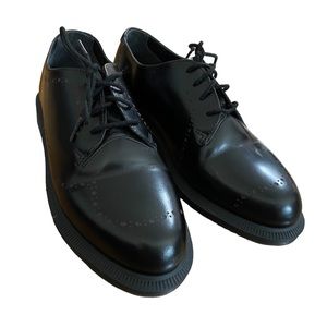 Practically New Dr. Martens Black Leather Oxford Shoes with Design
